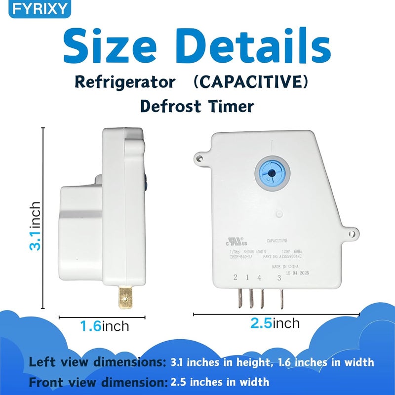 FYRIXY [ترقية 2025] مؤقت إزالة الصقيع 5304526183 - متوافق مع ثلاجات فريجيدير ووايت ويستنجهاوس - يحل محل 4960382، AP7014390، PS16227343، EAP16227343، FIX16227343 - Image 2